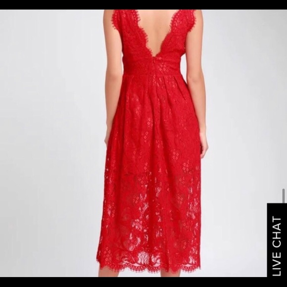 Lulu’s Red Lace Dress - Picture 2 of 6